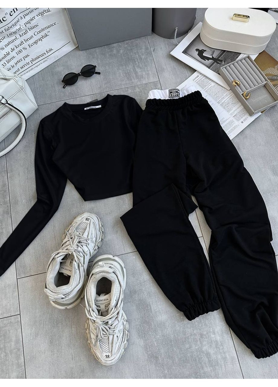 Жіночий костюм — топ + штани з імітацією білизни (розмірна сітка в описі) GD/GL Модний простір (364966158)