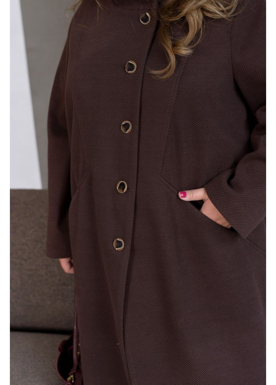 Коричневое демисезонное Пальто свободного кроя однобортное MoDiva