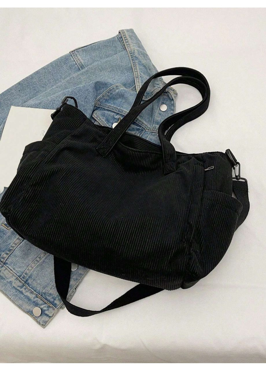 Сумка женская шопер черная из вельвета (RN-255) No Brand (359464680)