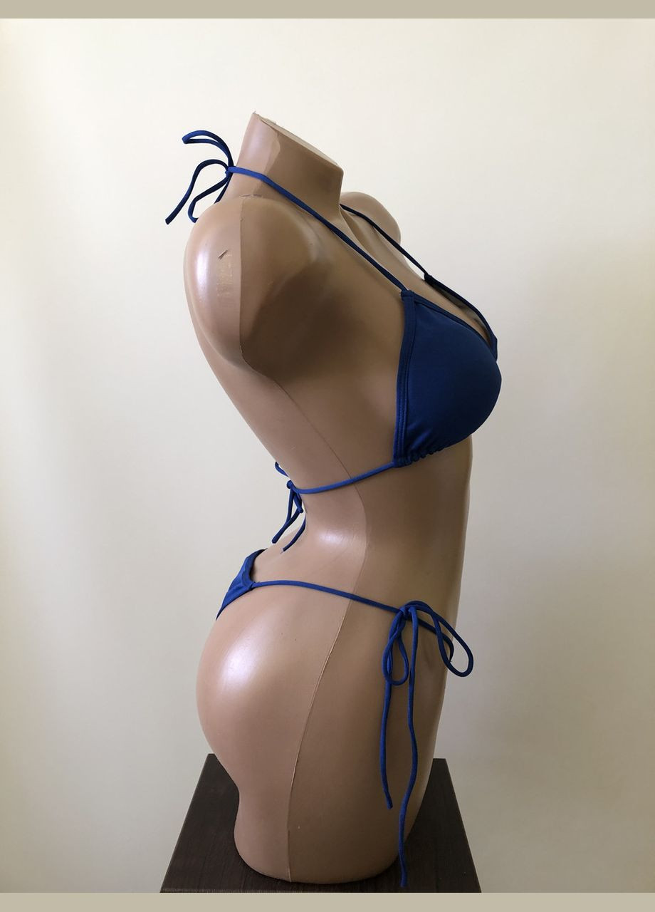 Синий летний раздельный женский купальник на завязках. No Brand