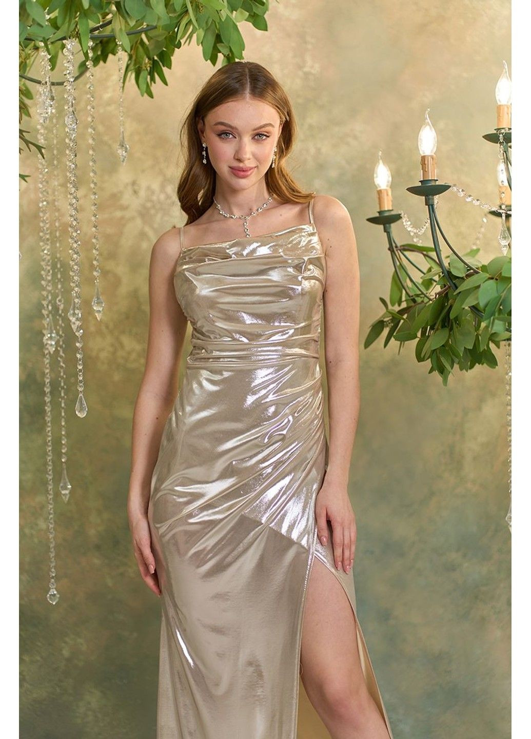 Бежевое праздничный, вечернее вечернее платье макси зеркало 25021 золотое силуэтная Tanita-Romario