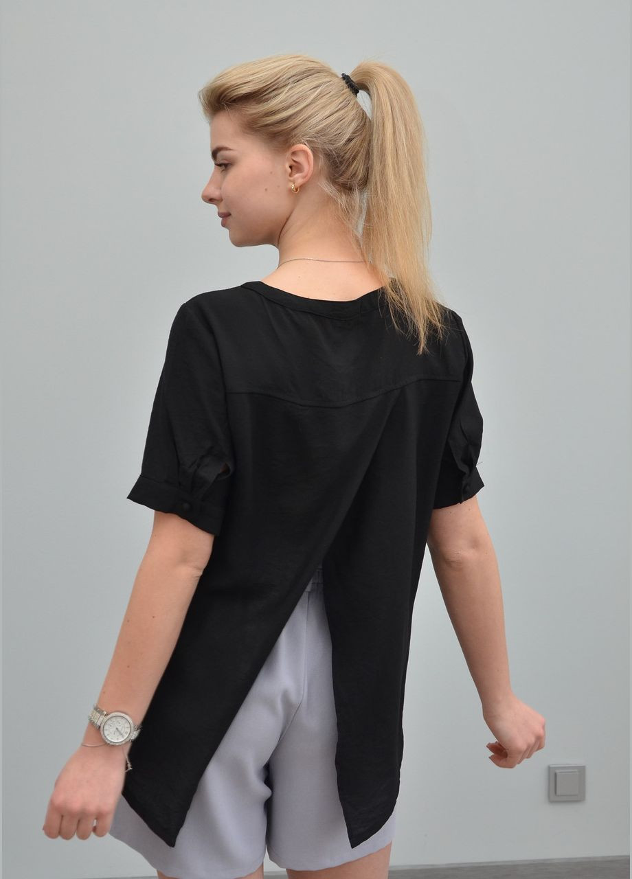 Чёрная женская блузка р. m l, черный No Brand