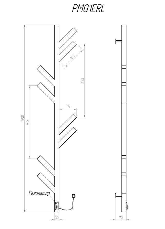 Полотенцесушитель Мадера 1200х255 ERL тайм. Kosser (346048908)