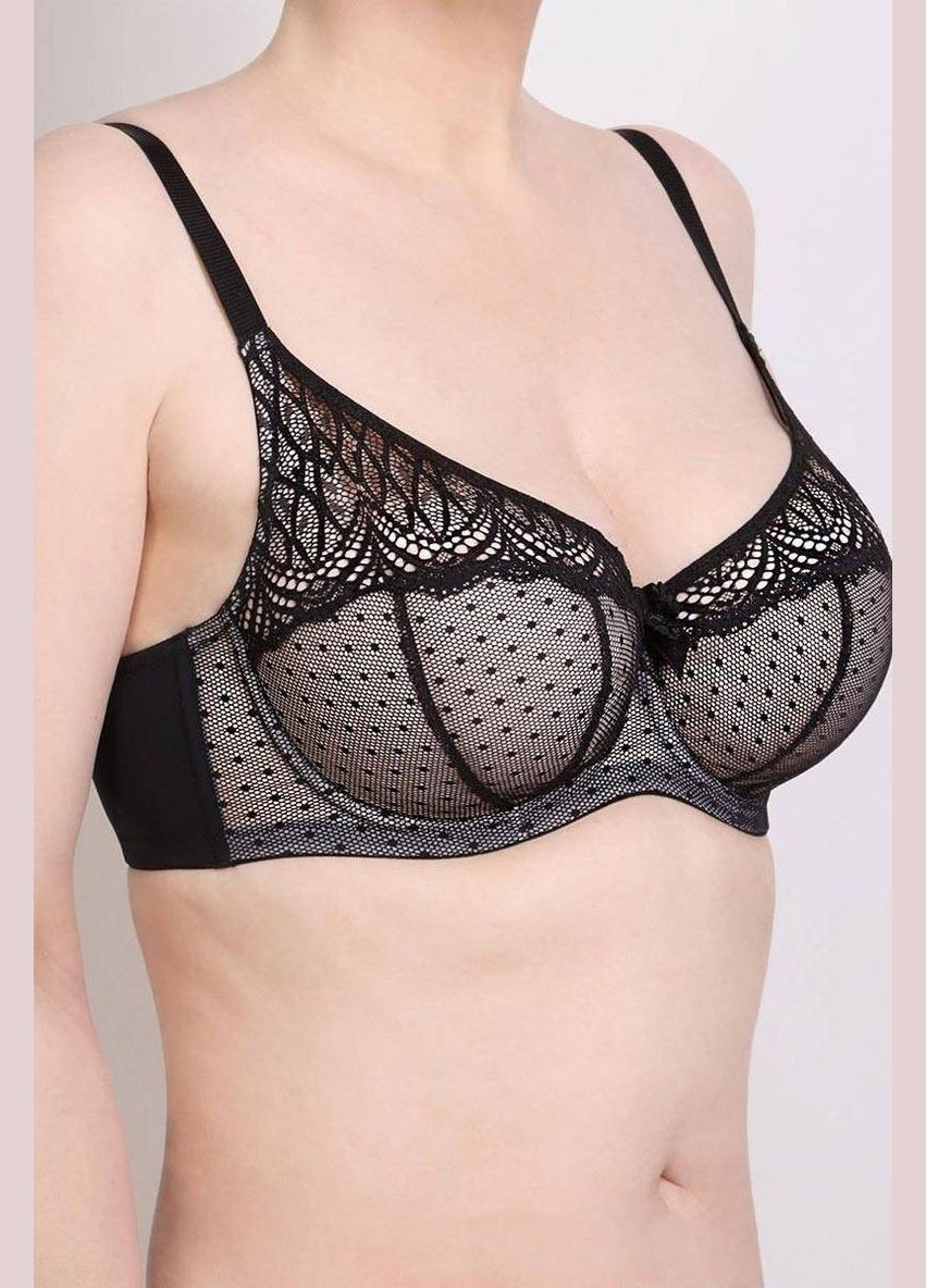 Чёрный брасьер полудублированный бюстгальтер с кружевом Orhideja с косточками