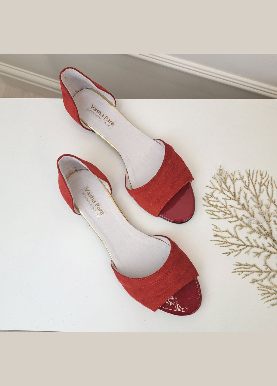 Красные босоножки женские замшевые на низком ходу, с закрытой пяткой. 39 размер Vasha para