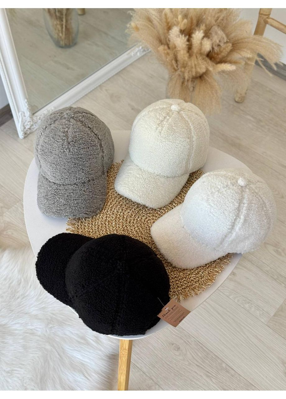 Теплая бейсболка тедди, Меховая бейсболка тедди, теплая кепка Тедди барашек с ушками No Brand (368669508)