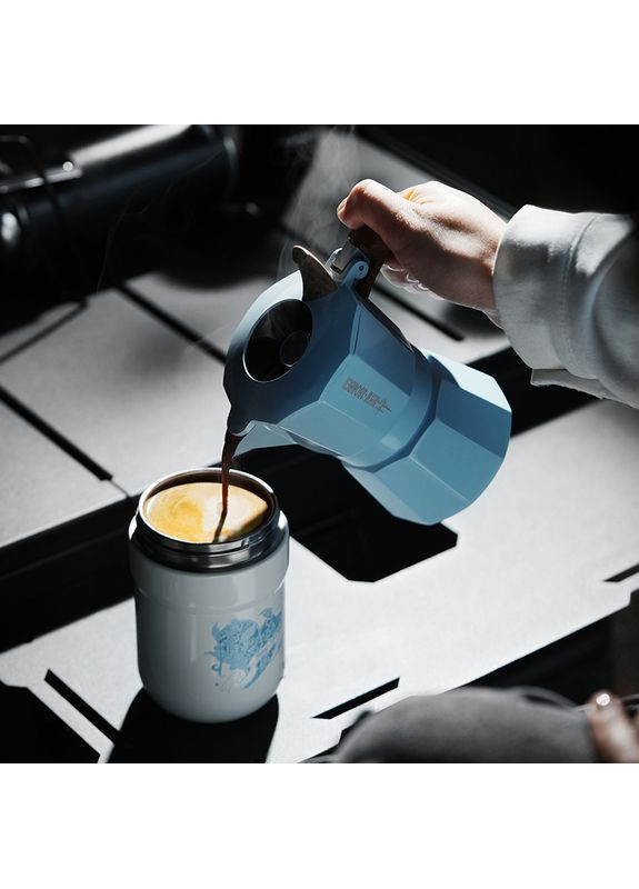 Гейзерна кавоварка з подвійним клапаном Double Valve Moka Pot 100 мл Блакитна (M6575BL-OS) MHW-3BOMBER (352168159)