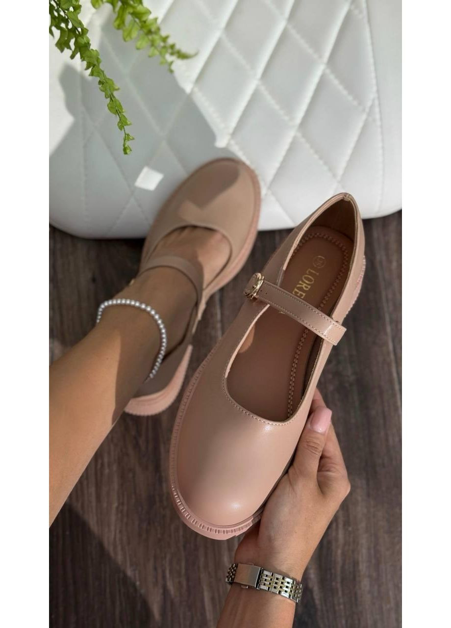 Loretta Туфлі жіночі бежеві на низьких підборах туфлі-човники бежевий з штучна шкіра, китай — демісезон (349483025)