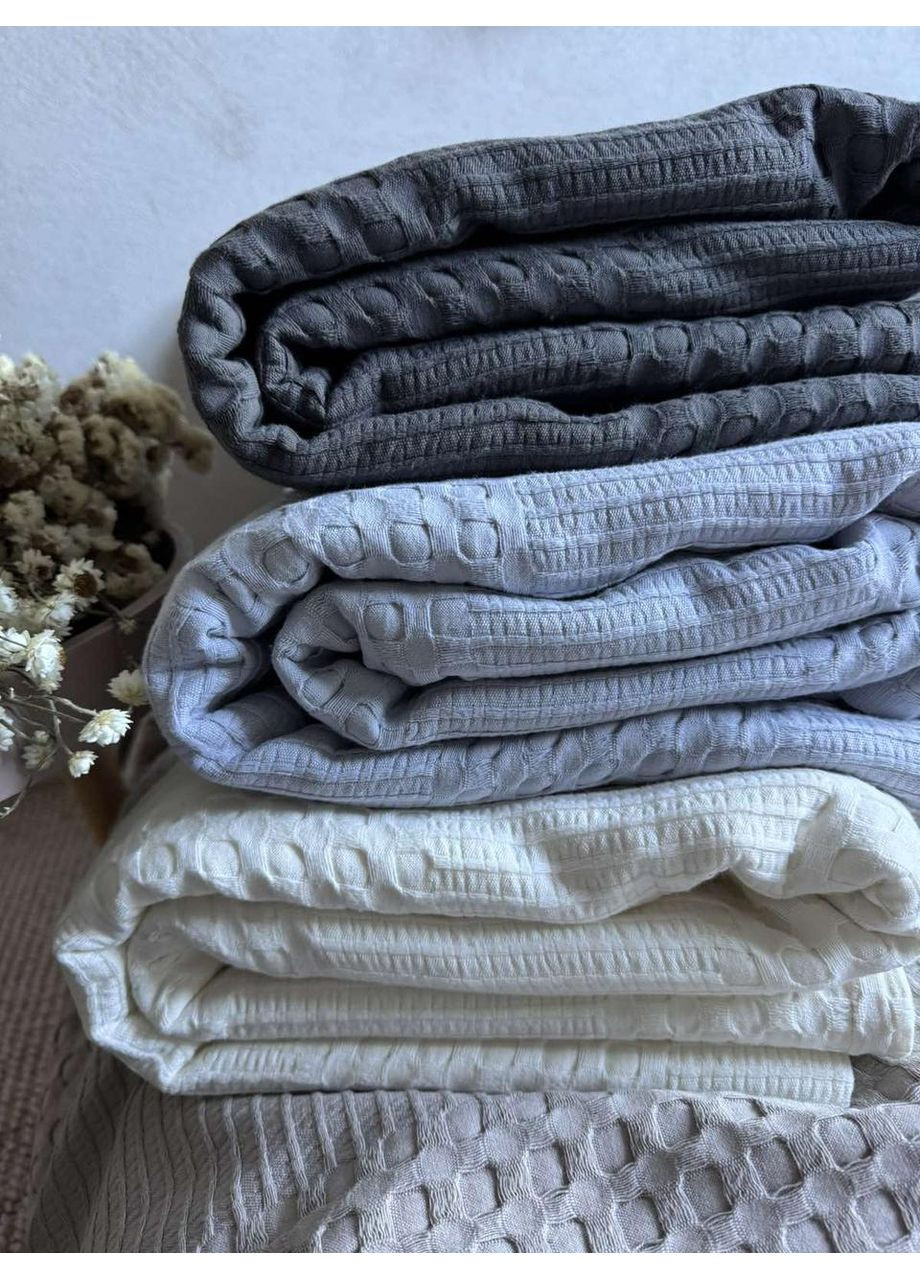 Покривало Марокко вафельне бавовняне сірого кольору ZEINTEX (315347192)