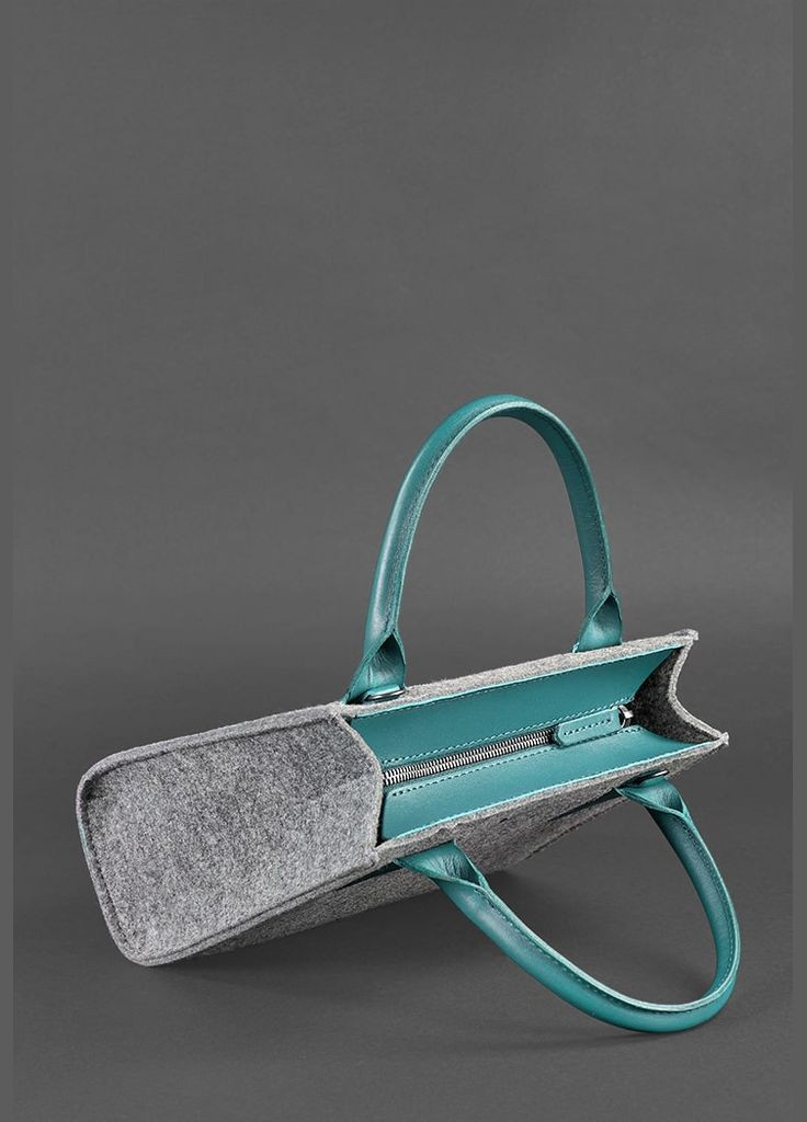Женская фетровая сумка-кроссбоди Blackwood с кожаными бирюзовыми вставками (A-027374) BlankNote (327874066)