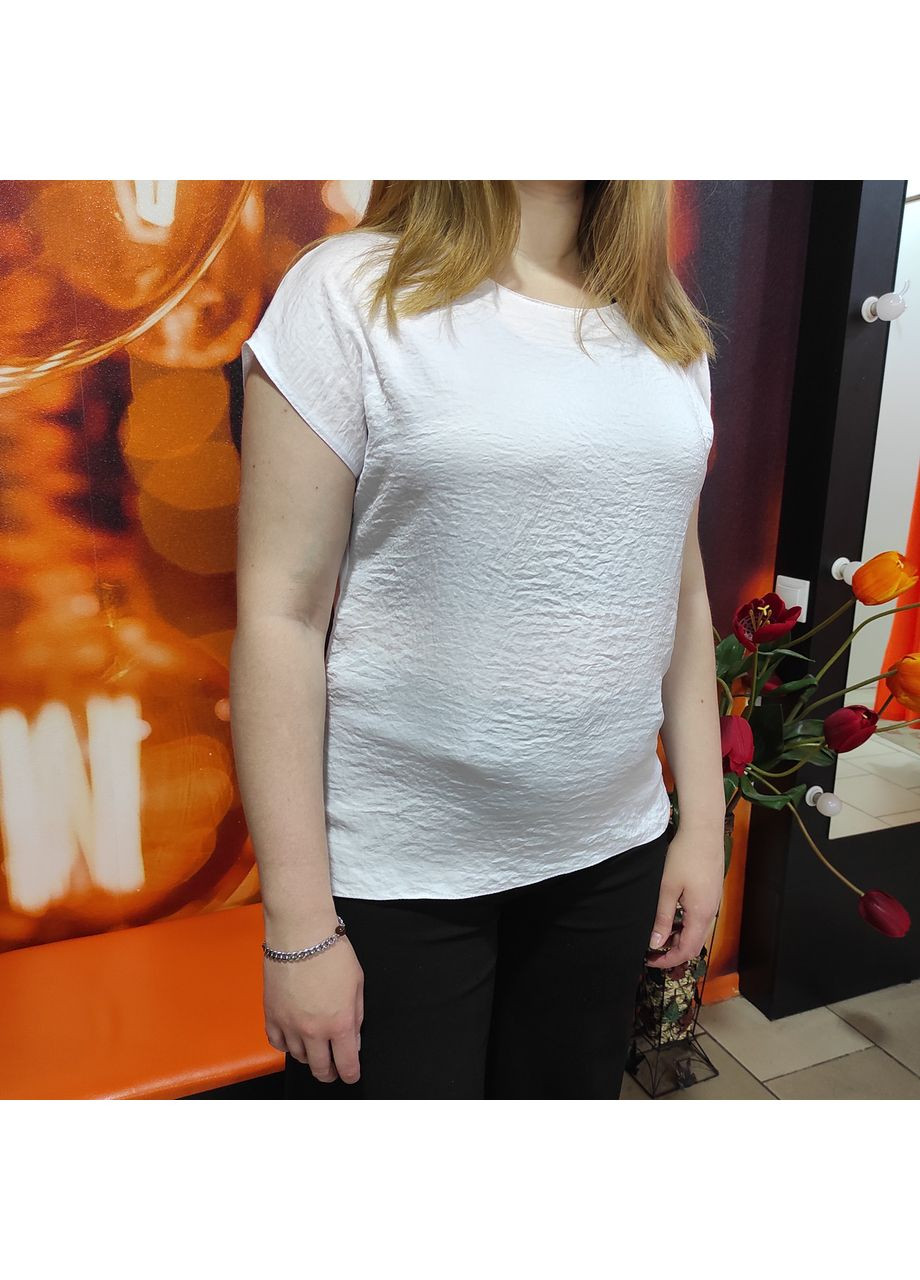 Біла блуза жіноча жатка короткий рукав футболка 54 біла Модниця