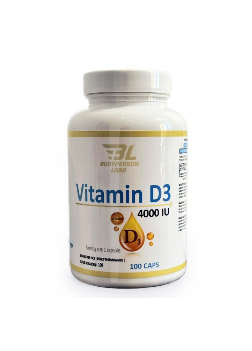 Vitamin D3 4000iu - 100 caps Bodyperson Labs (285793173)