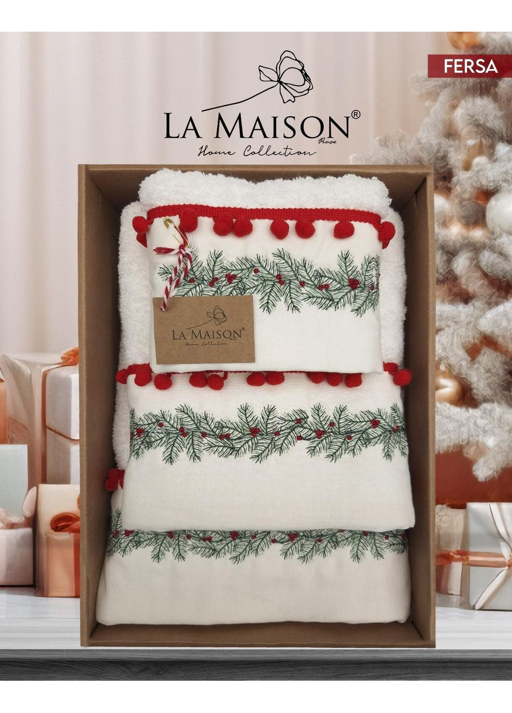 Подарочный набор полотенец La Maison, 3 шт. Fersa No Brand новогодний белый