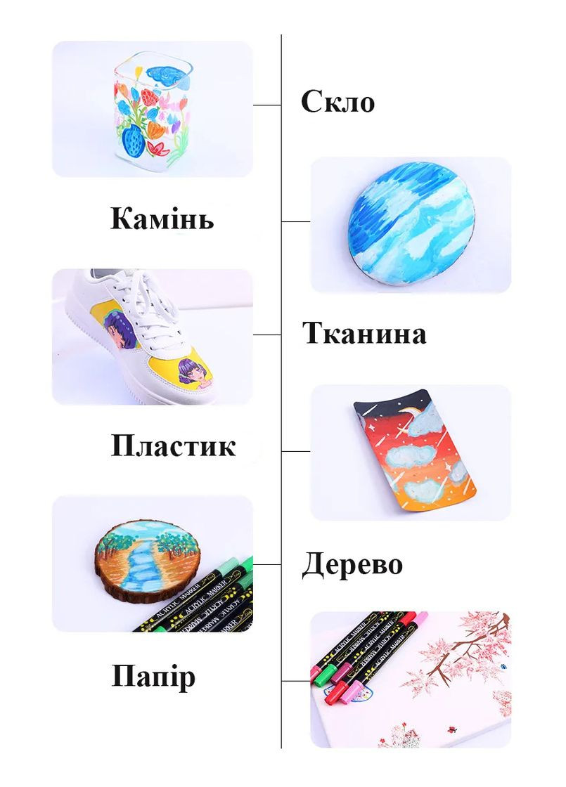 Художні двосторонні акрилові маркери 24 кольори Yover (322650469)