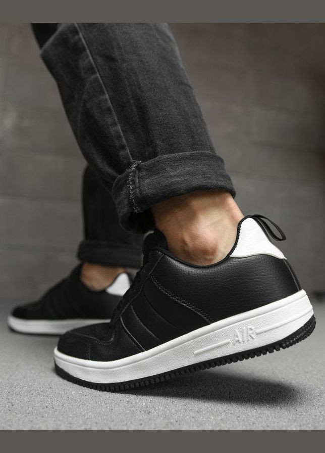 Черные демисезонные стильные мужские кроссовки черные с белой подошвой No Brand