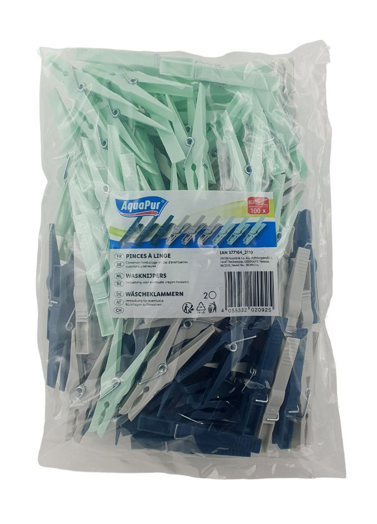 Прищіпки для білизни 100 шт., прищіпки для одягу якісні Aquapur (305577925)