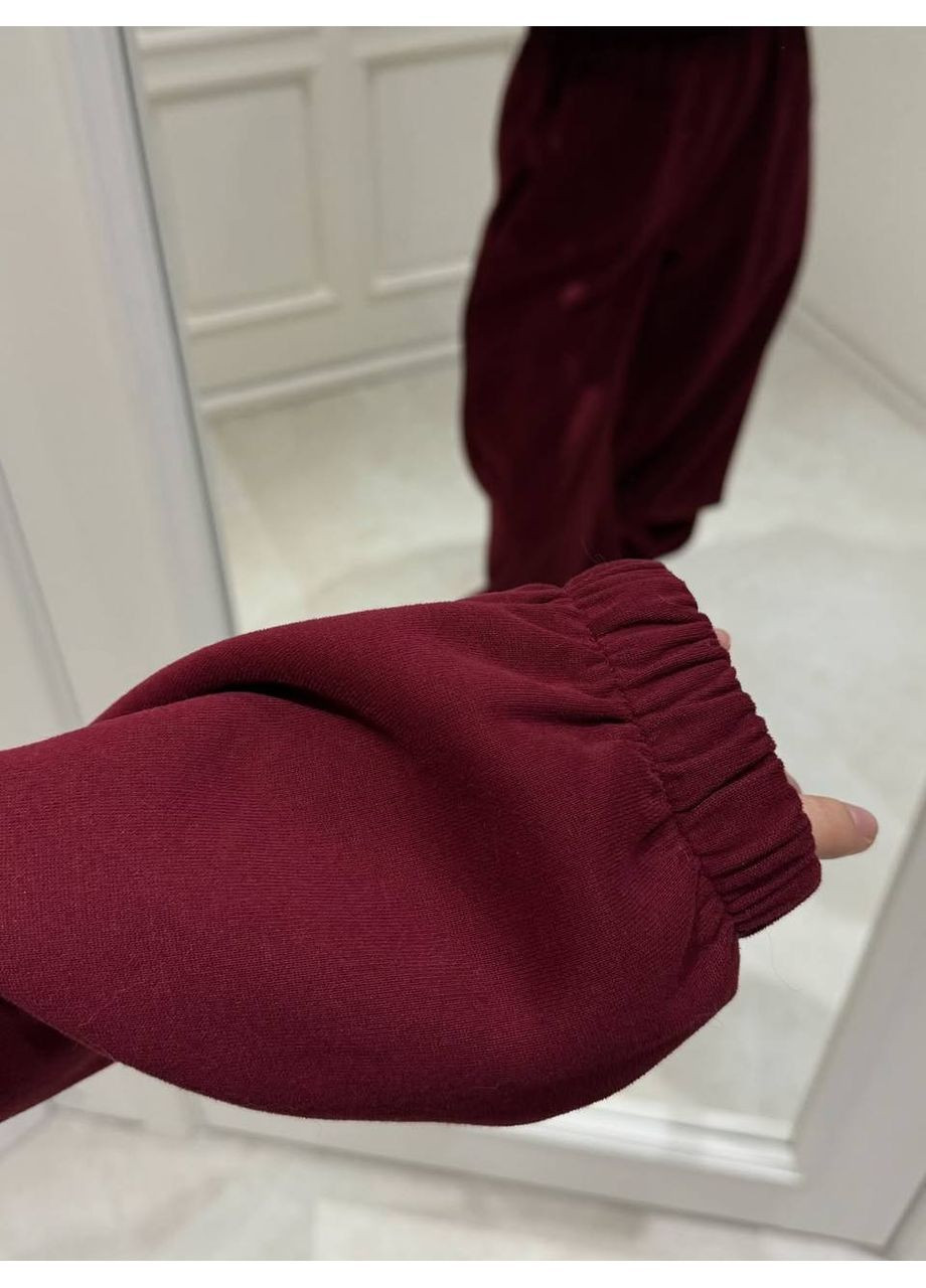 Женский теплый комбинезон FINO Mode комбинезон-брюки бордовый спортивный, повседневный, кэжуал трехнитка, флис