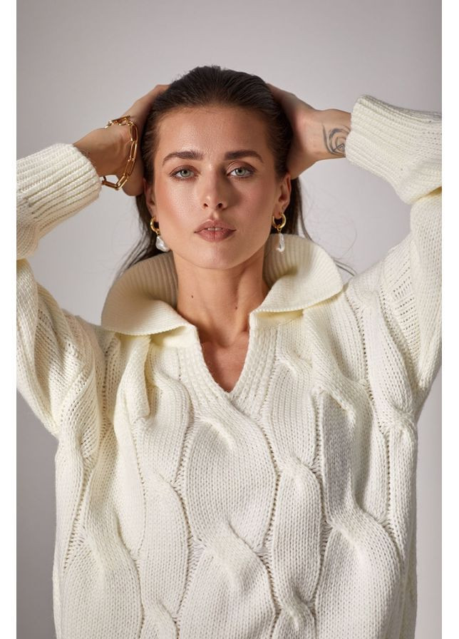 Молочный джемпер поло 2718 синий Triko Bakh