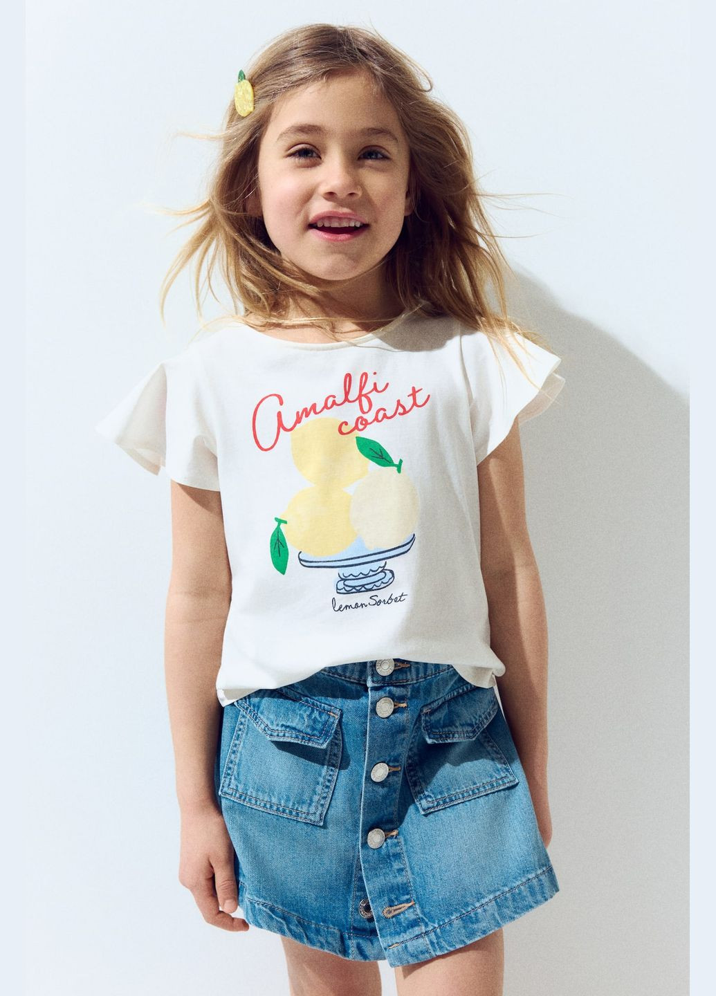 Молочная футболка для девочки (бантик) H&M