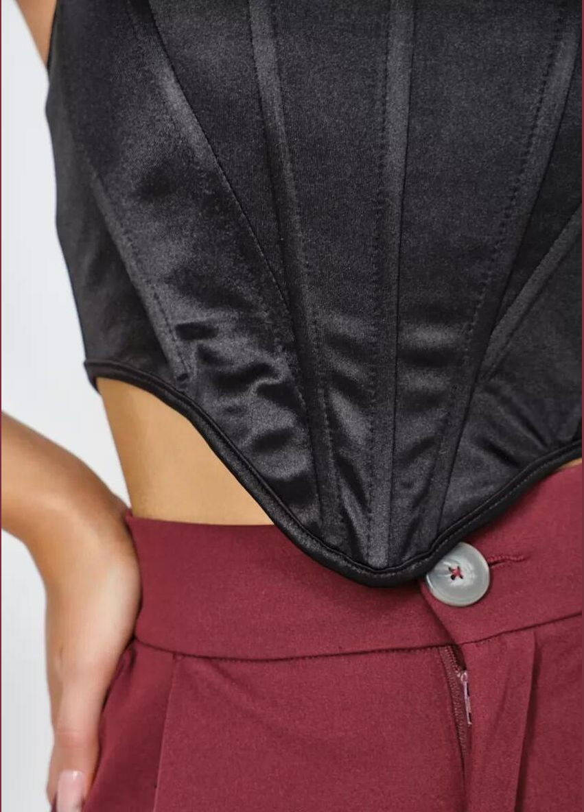 Женский сатиновый топ с акцентными геометрическими вставками без бретелек универсальные топы для женщин Cindylove (334013563)