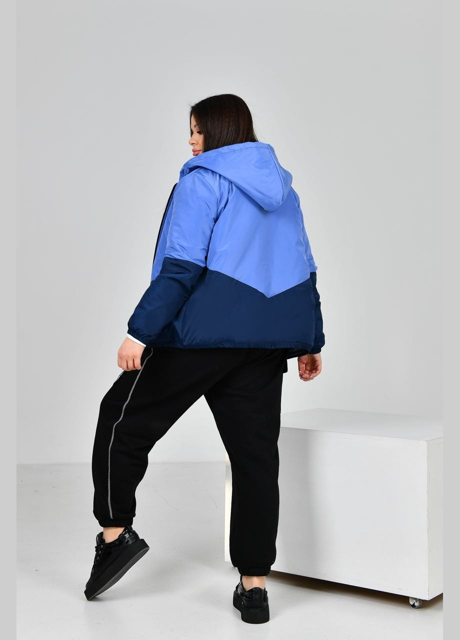 Синяя женская куртка с капюшоном цвет синий с джинсовым р.48/50 453426 New Trend