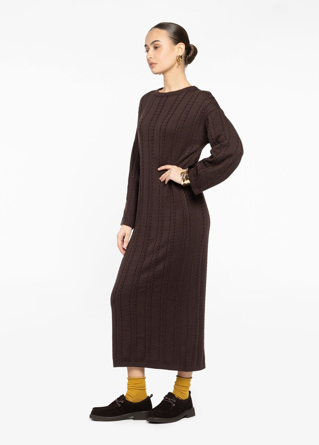 Коричневое кэжуал платье женское коричневое Arber