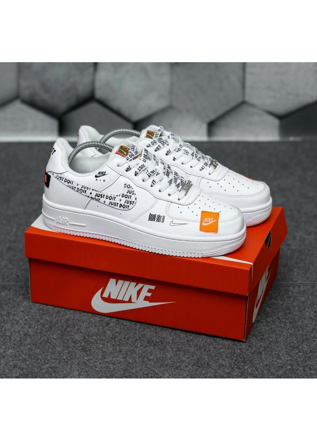 Белые летние кроссовки nike air force 1 low just do it white найк аир форс 1 No Brand