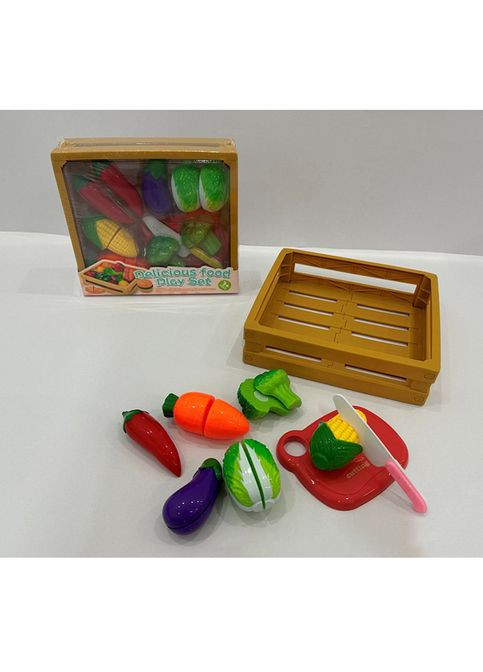 Продукты игрушечные на липучке, овощи, доска, нож, ящик 1018-164 Metr+ (315797876)