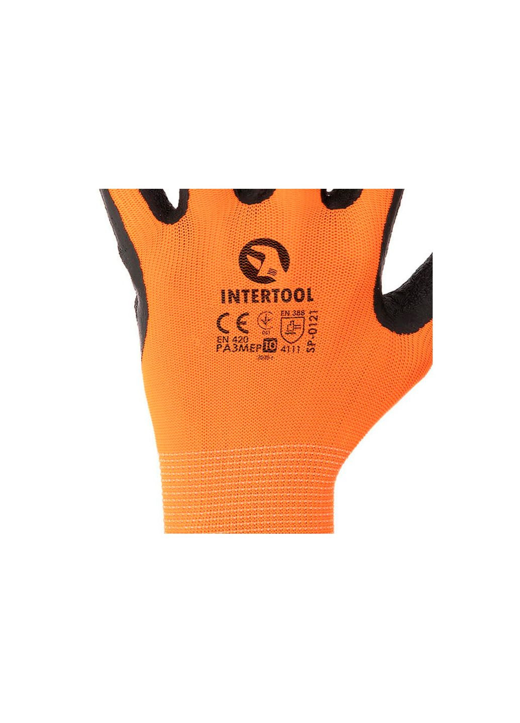 Рукавиці робочі захисні латексні рифлені " для будівництва та саду (6 шт.) Intertool (335050260)