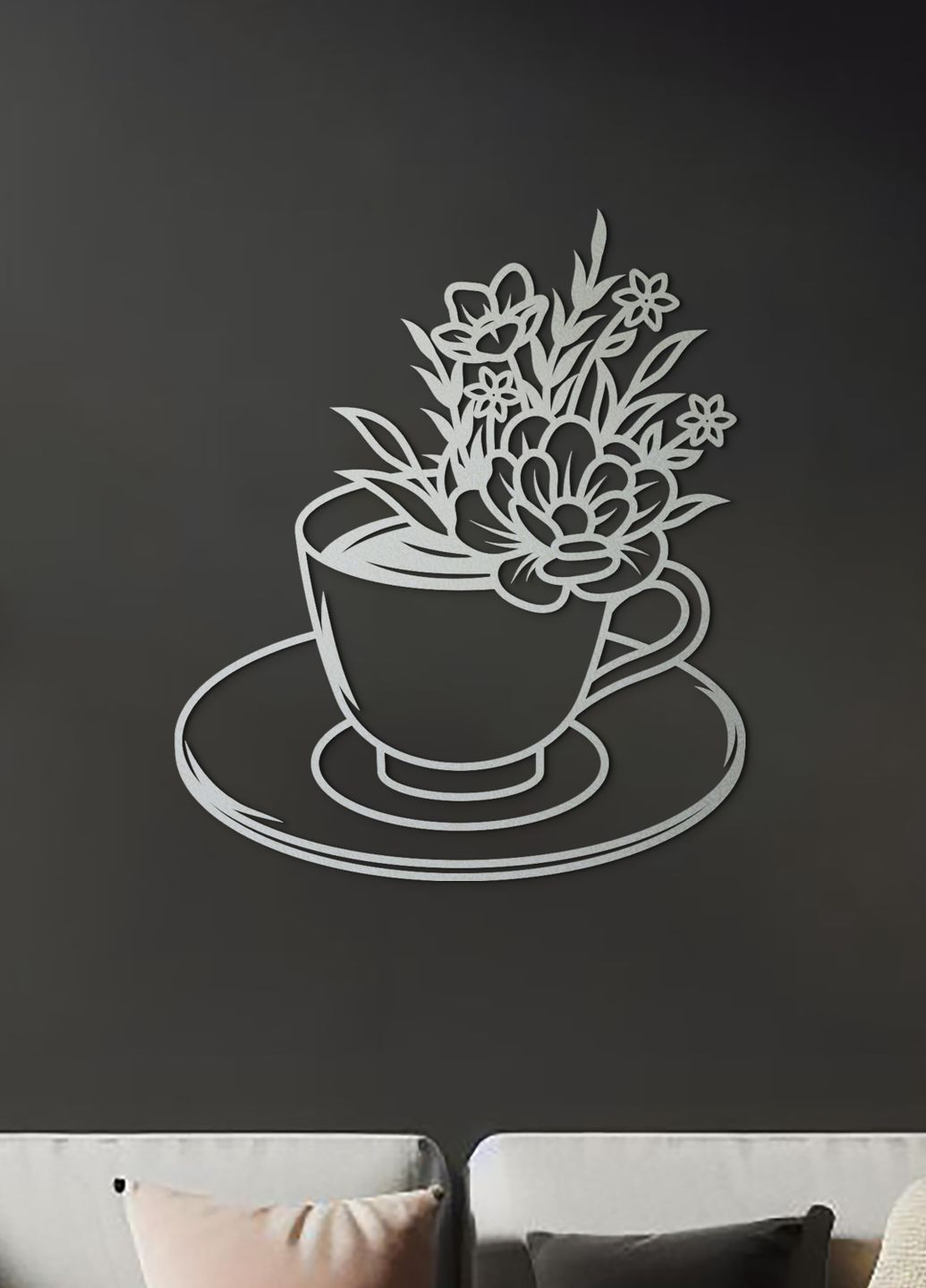 Сучасна картина на кухню, декор для кімнати "Квіткова кава", оригінальний подарунок 40х48 см Woodyard (292013589)