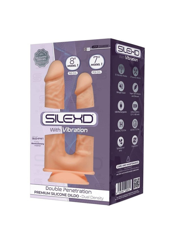 Фалоімітатор подвійний з вібрацією Double Gusto Flesh Motor (Model 1 size 8" & 7"), двошарови Silexd (335389484)