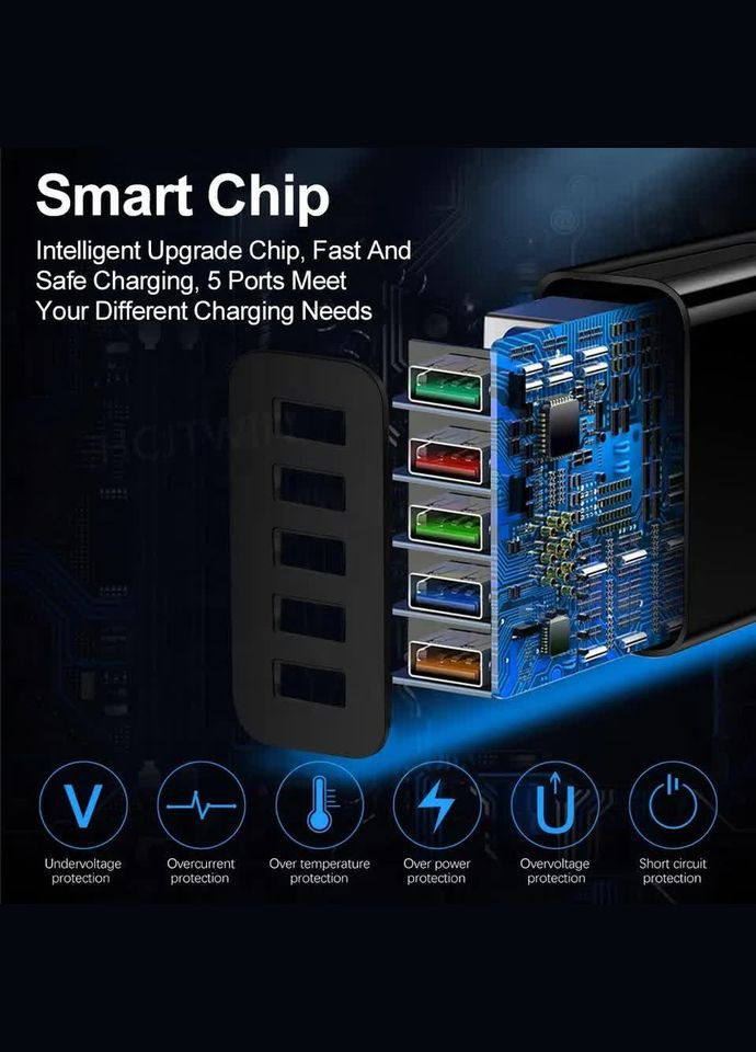 Сетевое зарядное устройство для A501-2 QC3.0 5USB Phone Fast Charger Black VHG (334305158)