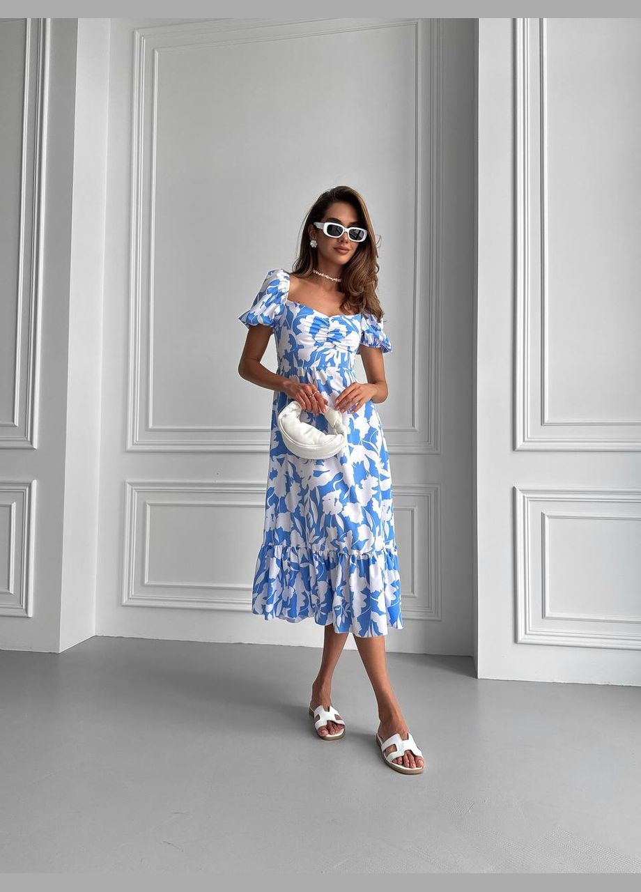 Блакитна коктейльна, ділова, повсякденний, кежуал, вечірня жіноча сукня FINO Mode