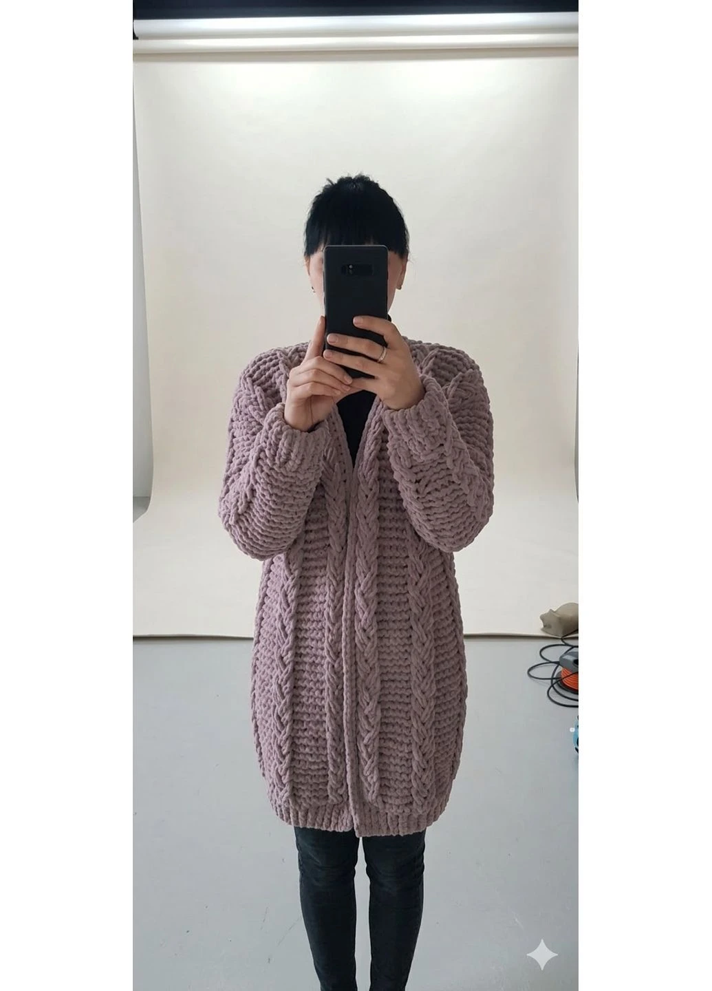 Темно-лиловый демисезонный кардиган No Brand