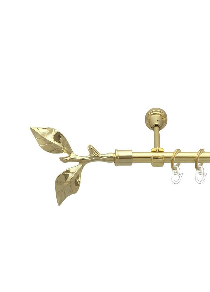Карниз Листок Троянди металевий однорядний відкритий гладка труба Золото 16 мм 240 см (00-00014081) ORVIT (300286382)