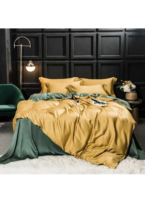 Постельное белье ДУЭТ GOLDEN/MINT Premium Сатин однотон MERISET - Полуторное на резинке Верховинка MS-550577 (403307124)