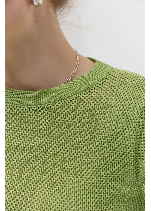 Салатовый джемпер ажур 2544 стальной Triko Bakh