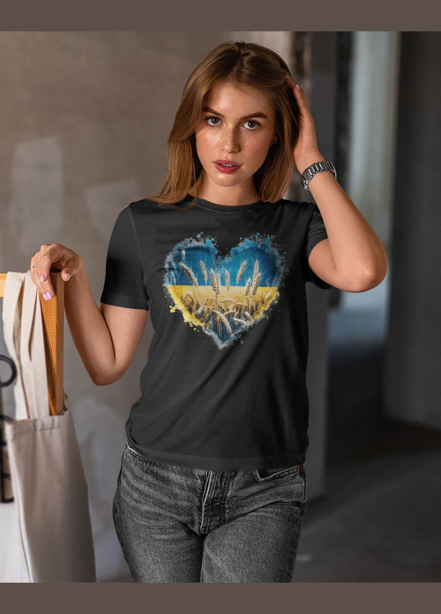 Футболка женская патриотическая с сердцем 211000010 Mishe - (315048405)