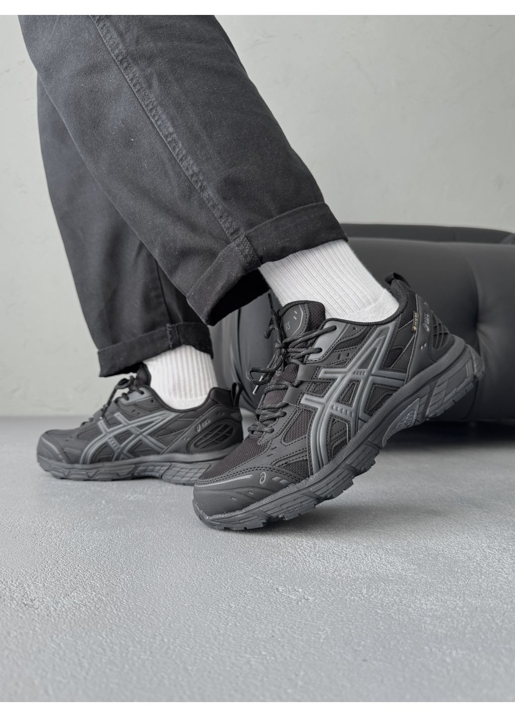 Черные демисезонные кроссовки мужские Asics Gel-Nunobiki Black Gore-Tex | Асікс Гель-Нунобіки