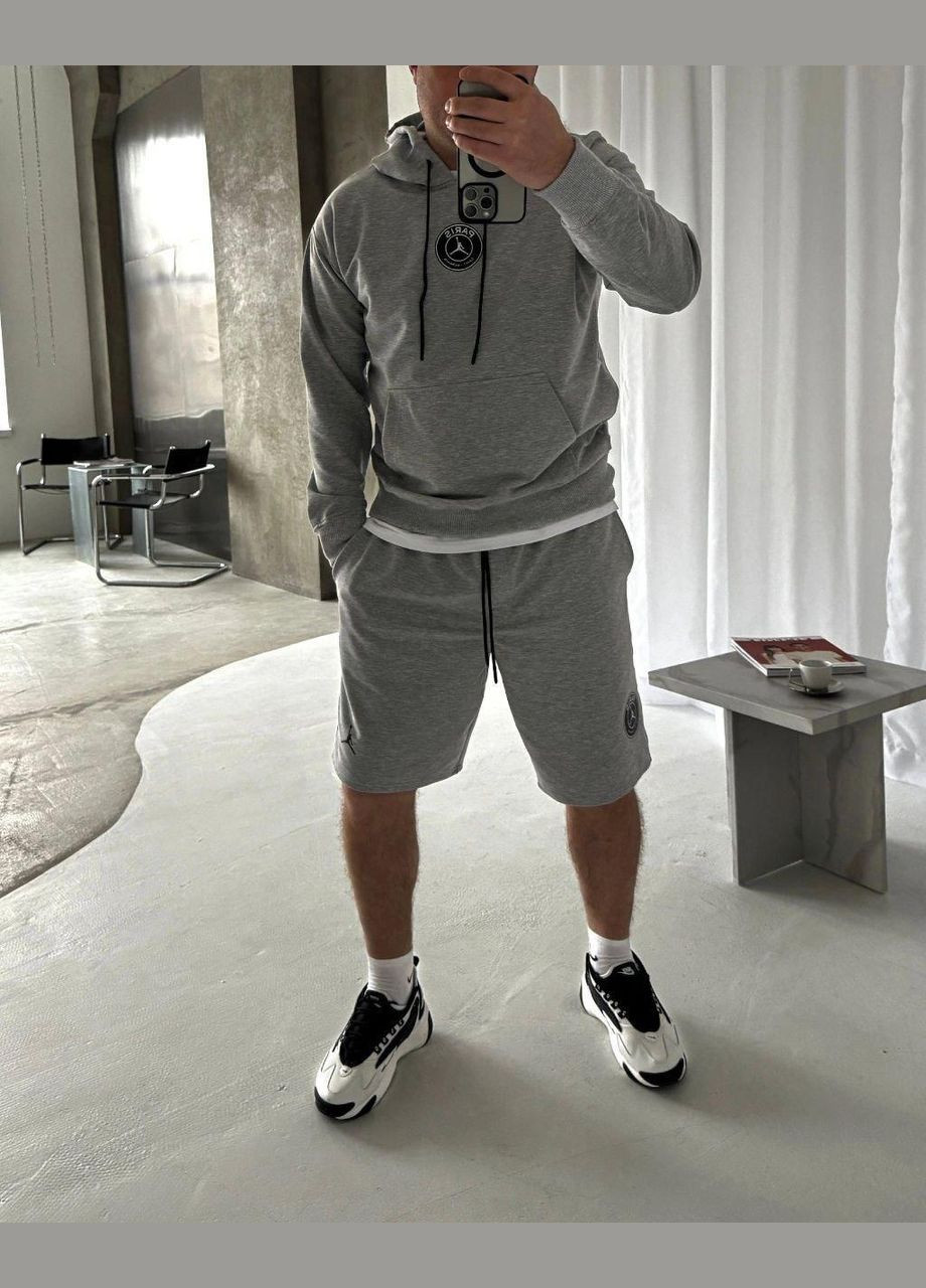 Сірий літній костюм чоловічий - трійка, шорти + футболка + кофта з шортами JUGO NN_brand № 2025