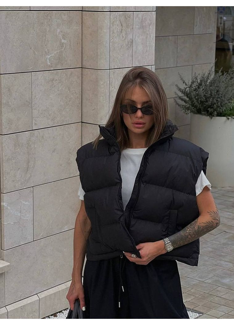 Женская жилетка оверсайз с высоким воротником MonCher (362206396)