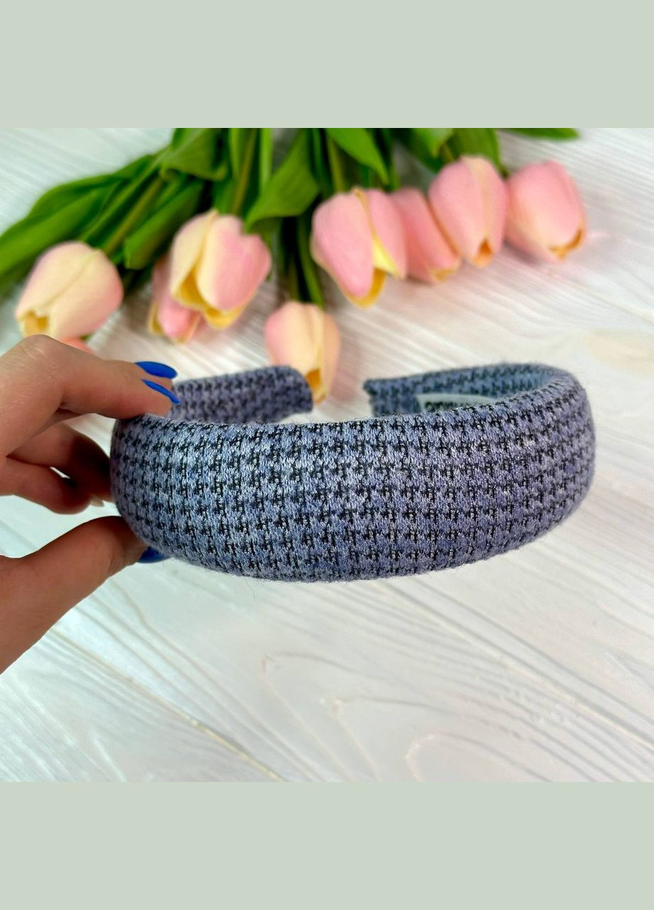 Обруч для волосся гусяча лапка приглушено блакитного кольору Hand Made (315780096)