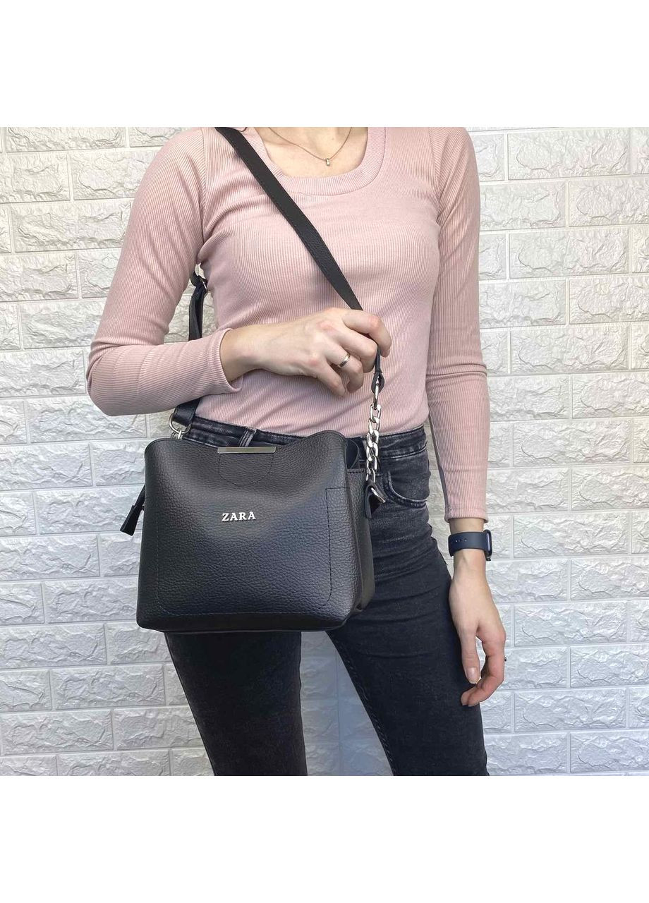 Жіноча сумочка сумка на плече з екошкіри чорна ProDobro (370022330)