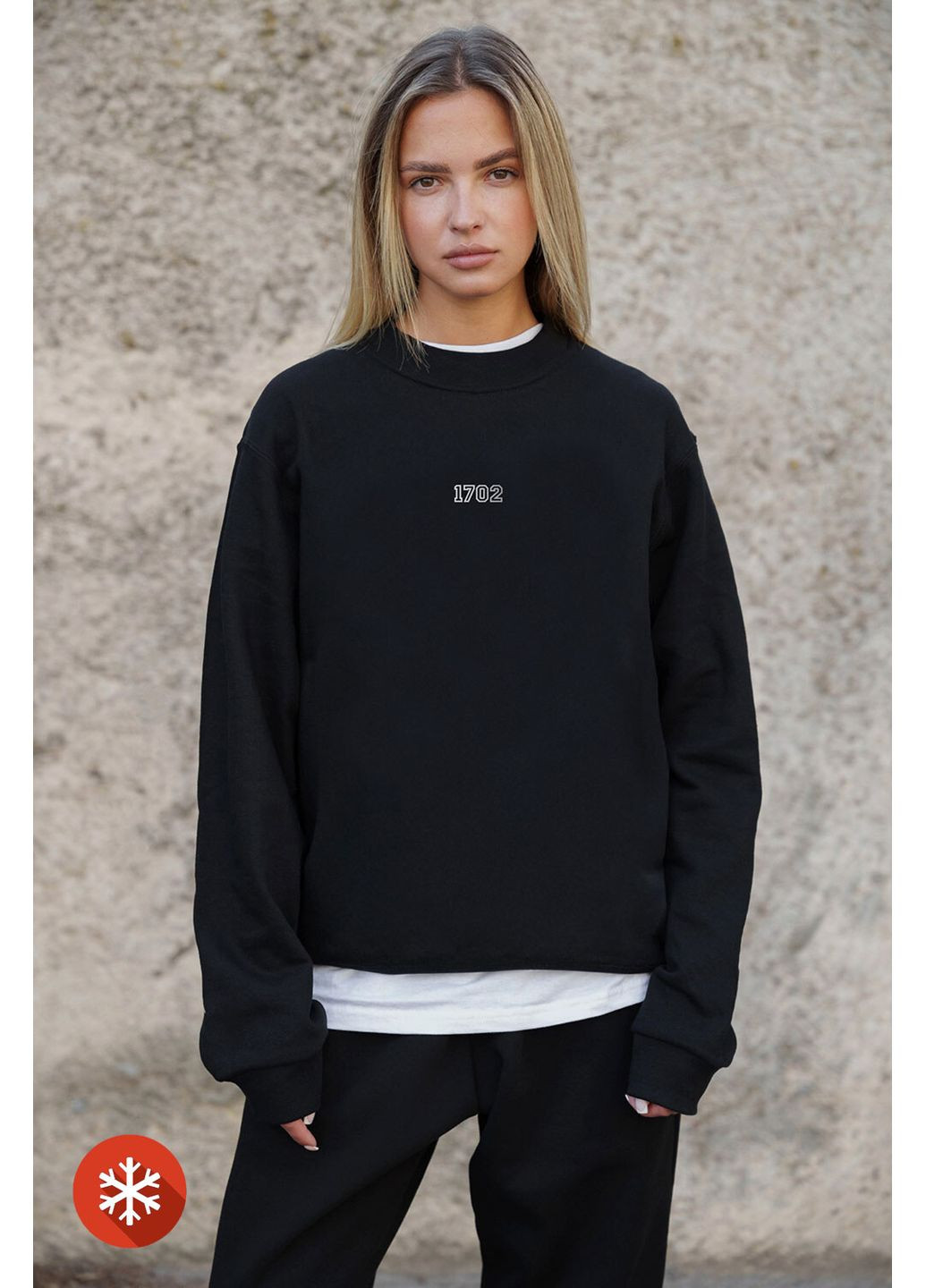 Серый женский утепленный оверсайз свитшот на флисе с принтом 1702 white Without надпись (372520051)