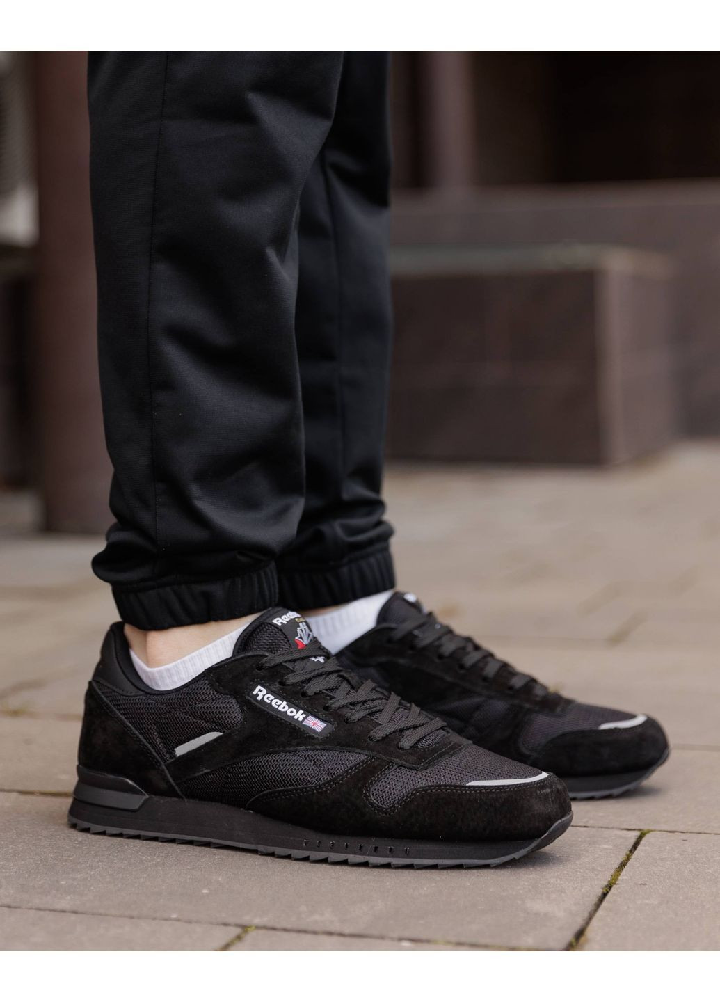 Чоловічі кросівки Reebok Classic Super Leather Black (КОПІЯ) No Brand чорні всесезони (372075124)