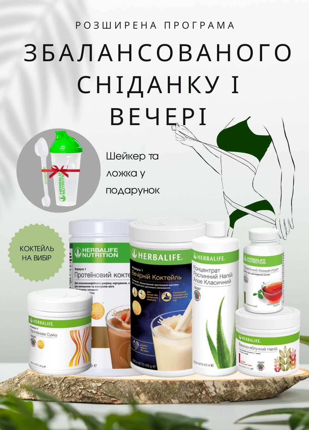 Расширенная программа сбалансированного завтрака и ужина Гербалайф (+ в подарок шейкер и ложка) Herbalife (358224582)