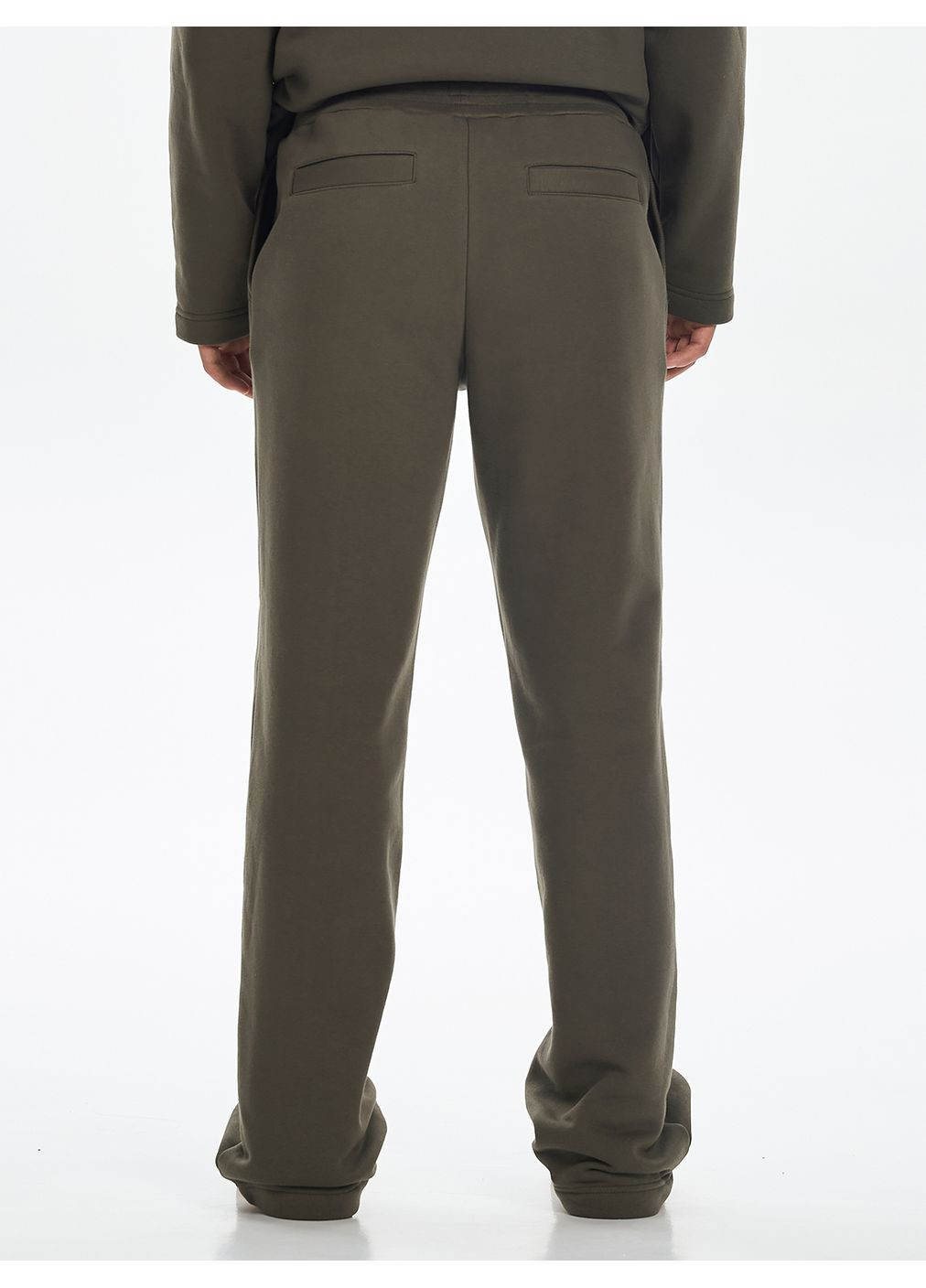 Оливковые спортивные зимние прямые брюки Роза