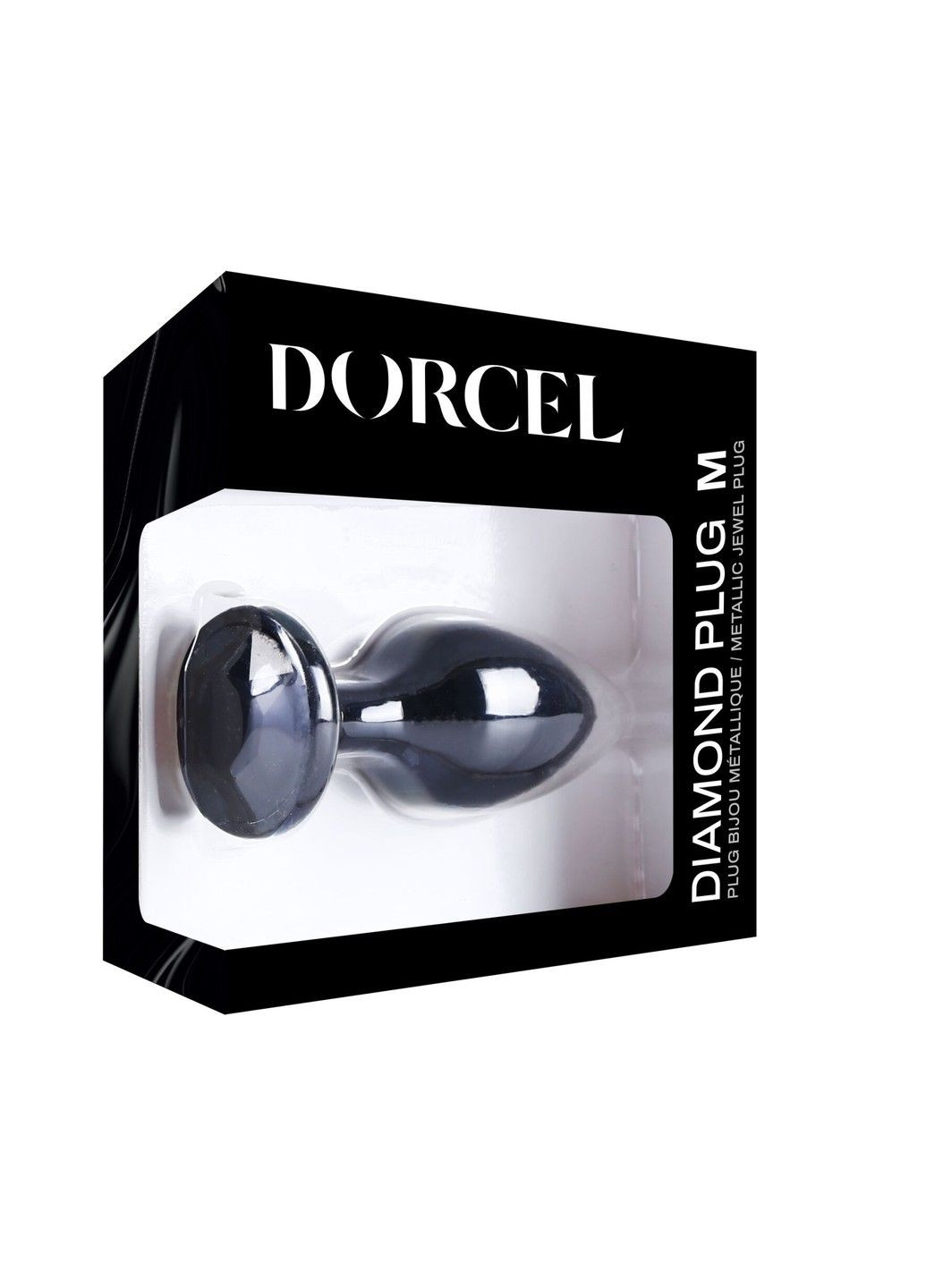 Металлическая анальная пробка с кристаллом Diamond Plug Black M Dorcel (293246104)