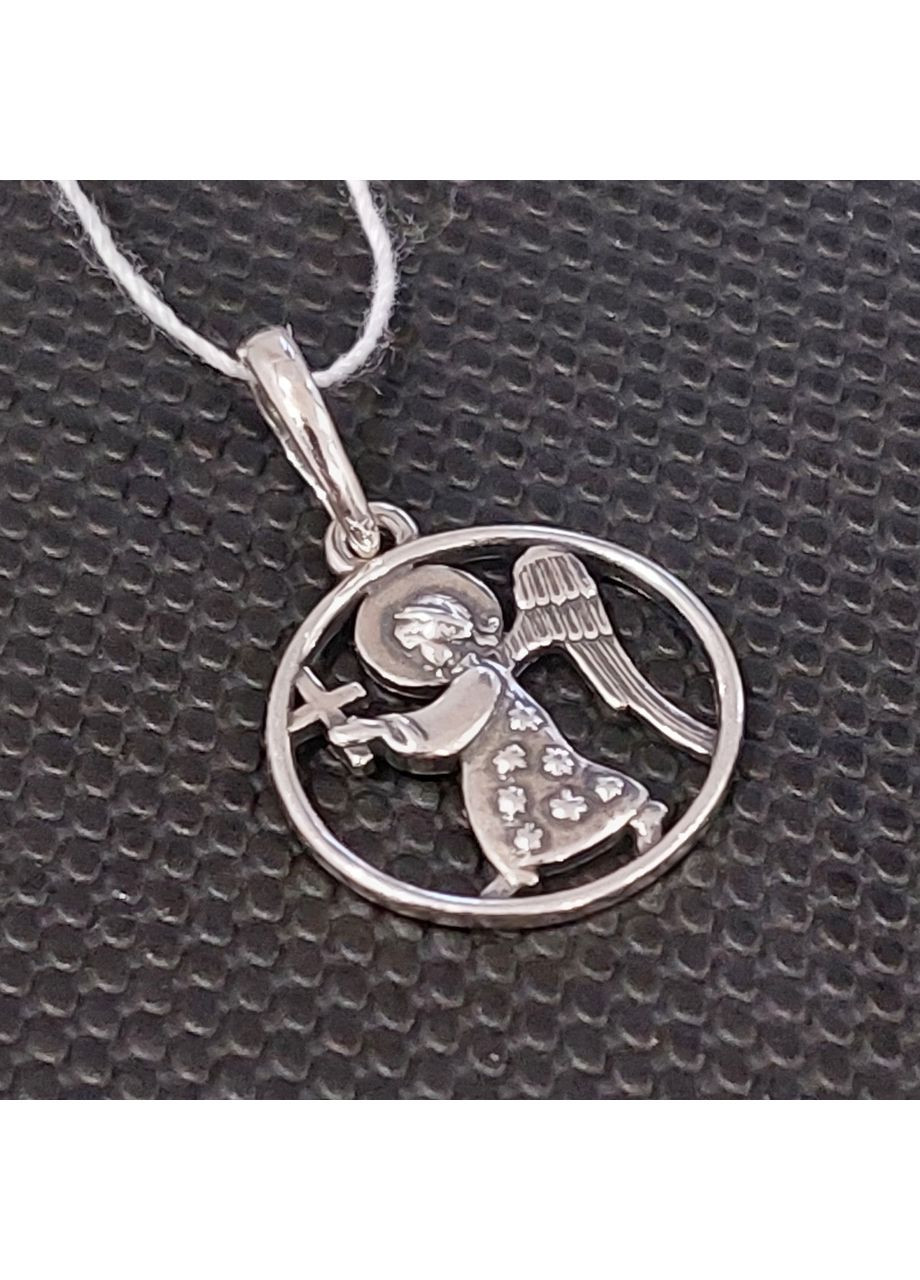 Кулон круглий янголятко зі срібла No Brand (355921846)
