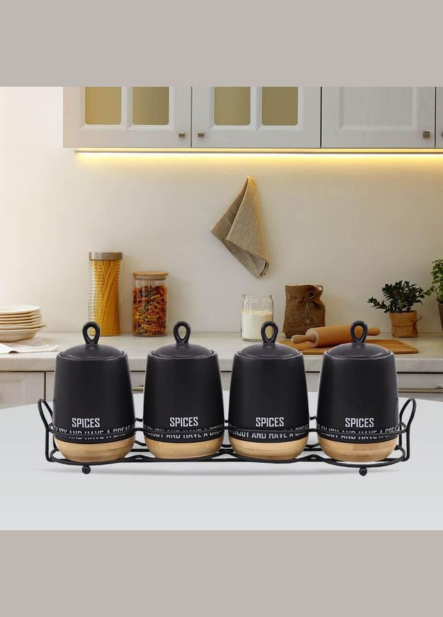 Набір для спецій на підставці кераміка Eco style 5 предметів (MR-20029-04CS) Maestro (334004426)